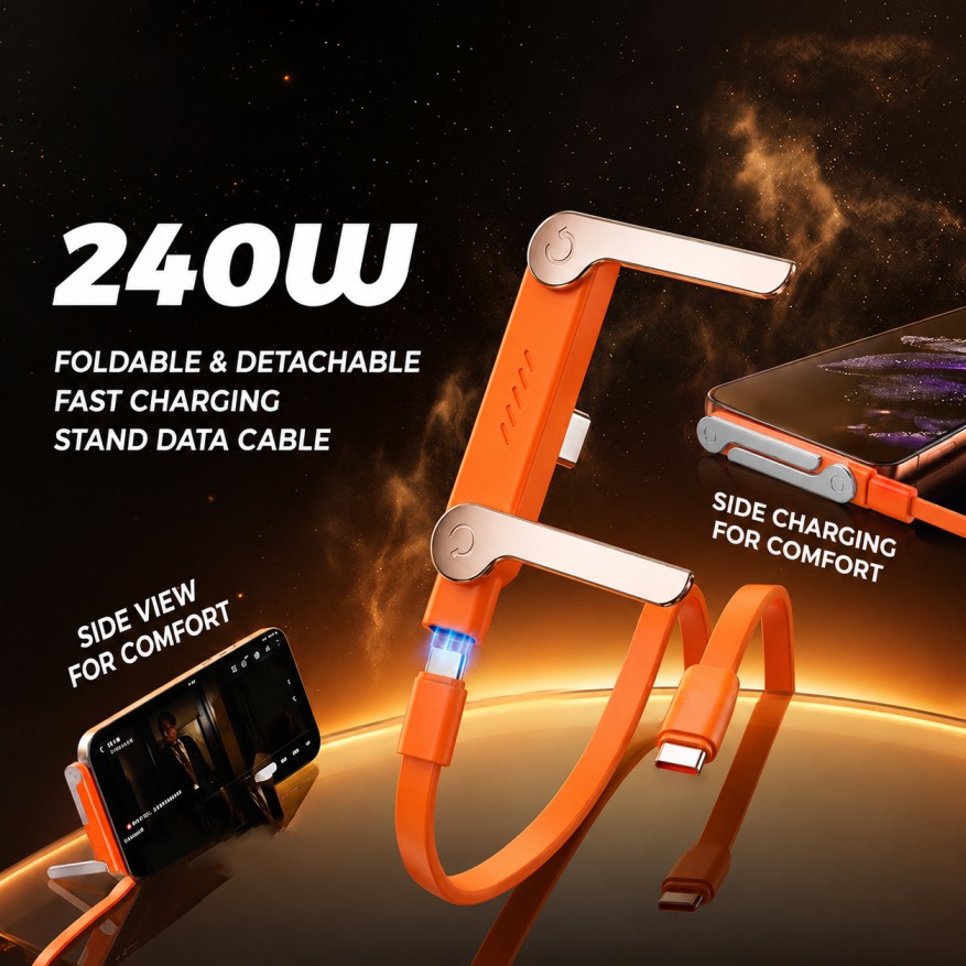 240W Foldable Charging Cable with Phone Stand
