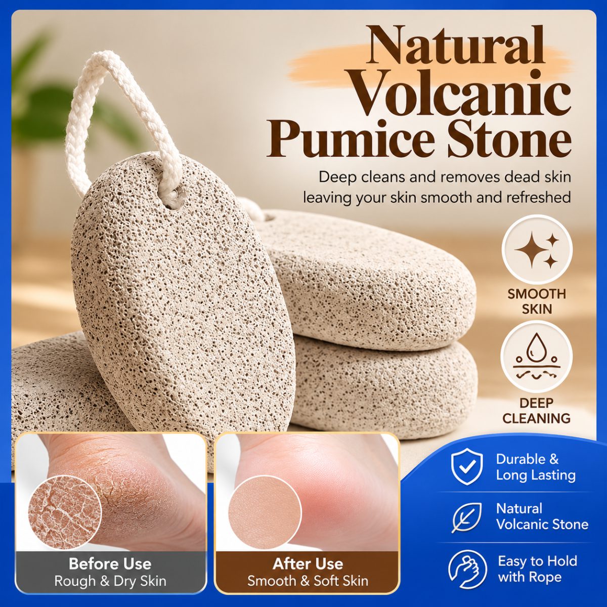 Natural Volcanic Pumice Stone – Dead Skin Remover & Foot Scrubber